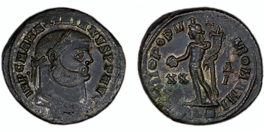 ROMAN EMPIRE – Maximianus Follis Alexandria mint RIC 32b, ca. 301 A.D.