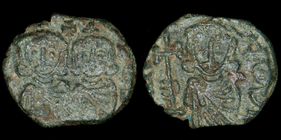 Byzantine Empire Constantine V 741 775 A D With Leo Iv Ae Follis Syracuse Mint