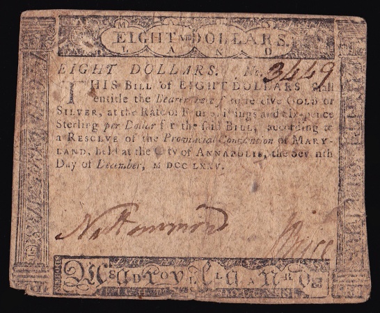 MARYLAND - December 7, 1775 Eight Dollars | US Paper Money