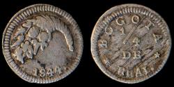 World Coins - COLOMBIA – Republic of Nueva Granada 1844 Bogota mint ¼ Real