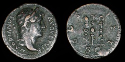 Ancient Coins - ROMAN EMPIRE – Hadrian Quadrans RIC 689, three standards reverse, 125 – 128 A.D.
