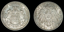 World Coins - GERMAN STATES – HAMBURG 1902-J 2 Mark