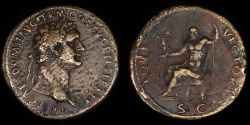 Ancient Coins - ROMAN EMPIRE – Domitian Sestertius RIC 702, 90 – 91 A.D. Iovi Victori reverse