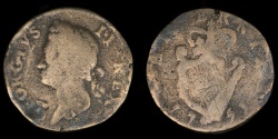 World Coins - IRELAND – Kingdom, "1751" anonymous contemporary counterfeit regal Halfpenny, temp. George II, cast