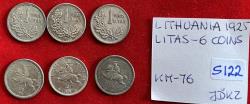 World Coins - Lithuania Lot of 6 Coins - Silver Litas 1925