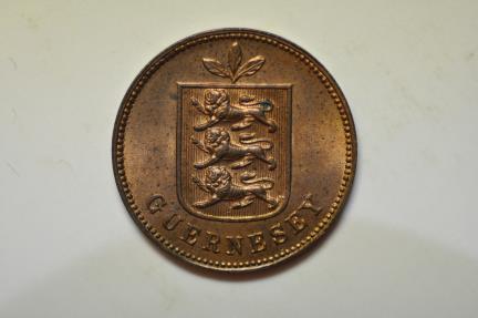 World Coins - Guernsey; Double 1889-H  UNC