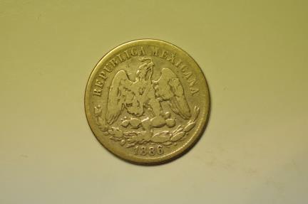 World Coins - Mexico; Silver 25 Centavos 1886 Mo M