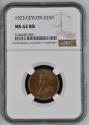 World Coins - Ceylon Copper Cent 1923 George V NGC MS 62 RB