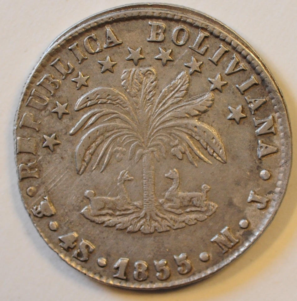 Bolivia Silver 4 Soles 1855 XF | South American Coins