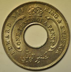 World Coins - Nigeria British West Africa; 1/10 Penny 1908   UNC