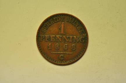 World Coins - German States - Prussia; Pfennig 1868-C