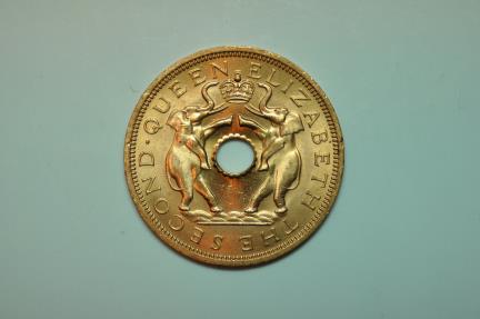 World Coins - Rhodesia & Nyasaland; Penny 1962  Elephants Red UNC