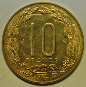 World Coins - Equatorial African States - Cameroon; 10 Francs 1965 (a) 3 Giant Eland  UNC