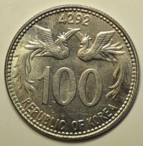 World Coins - South Korea 100 Hwan KE4292 - 1959  UNC
