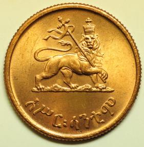 World Coins - Ethiopia  Copper 10 Cents EE1936 (1943-44)   Red UNC