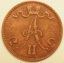 World Coins - Finland under Russia Copper 5 Pennia 1867  VF/XF