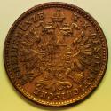 World Coins - Austro-Hungarian Empire Copper Kreuzer 1885  XF
