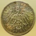 World Coins - German States - Bavaria Silver Crown - 5 Mark 1911-D  90th Birthday of Prince Regent Luitpold
