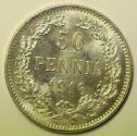 World Coins - Finland under Russian Occupation Silver 50 Pennia 1916-S
