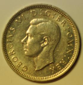 World Coins - Great Britain; Silver 6 Pence 1944  AU