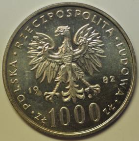 World Coins - Poland 1000 Zlotych 1982 MW Pope John Paul II - Papal Visit  UNC