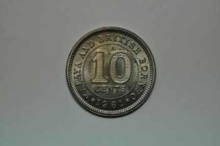 World Coins - Malaya & British Borneo; 10 Cents 1961-H  BU