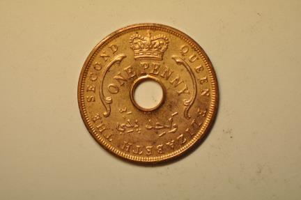 World Coins - British West Africa;  Bronze Penny 1956-KN  UNC