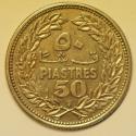 World Coins - Lebanon; Silver 50 Piastres 1952 (u)   XF