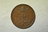 World Coins - Danzig Free City; Pfennig 1923  XF