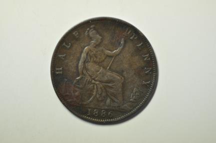 World Coins - Great Britain; 1/2 Penny 1886