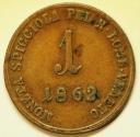 World Coins - Italian States - Lombardy - Venetia Bronze Soldo 1862-V