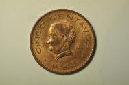 World Coins - Mexico; 5 Centavos 1945  Red UNC