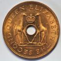 World Coins - Rhodesia & Nyasaland; 1/2 Penny 1958  Giraffes  Red UNC