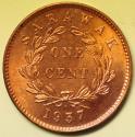 World Coins - Sarawak Cent 1937-H Red UNC