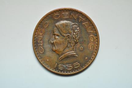 World Coins - Mexico; 5 Centavos 1955 Mo  XF