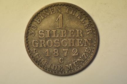 German States - Prussia; Silver Groschen 1872-C | European Coins