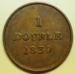 World Coins - Guernsey  Copper Double 1830  VF/XF