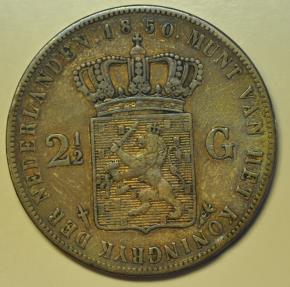 World Coins - Netherlands Silver Crown - 2 1/2 Gulden 1850
