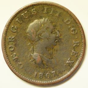 World Coins - Great Britain Copper 1/2 Penny 1807