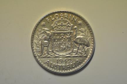 World Coins - Australia; Silver Florin 1942 (m)