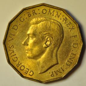 World Coins - Great Britain; Silver 3 Pence 1937   UNC