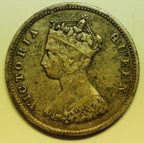 World Coins - Hong Kong Silver 10 Cents 1866  XF