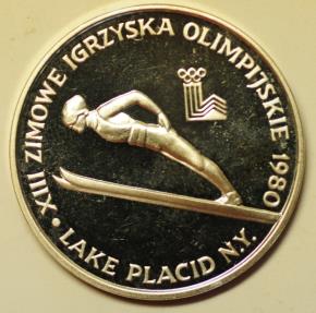 World Coins - Poland Silver 200 Zlotych 1980-MW Winter Olympics Lake Placid - no torch PROOF