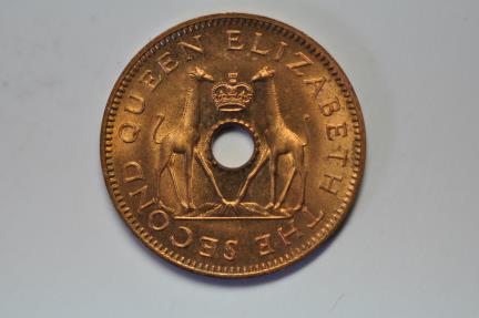 World Coins - Rhodesia & Nyasaland; 1/2 Penny 1958  Giraffes  Red BU