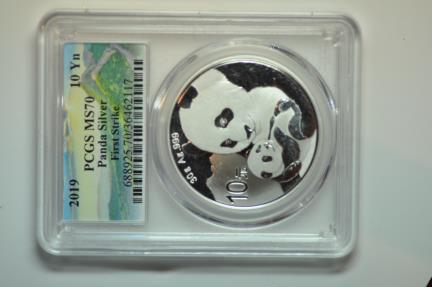 World Coins - China; Silver Panda - 10 Yuan 2019 PCGS MS70 First Strike