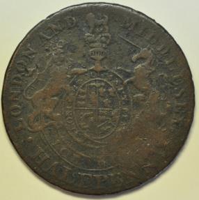 World Coins - Great Britain Middlesex 1/2 Penny Token no date