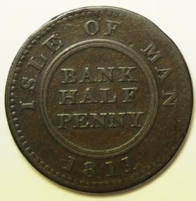 World Coins - Isle of Man Copper 1/2 Penny Token 1811