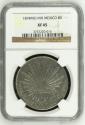 World Coins - Mexico Silver 8 Reales 1874 Mo MH  NGC XF45