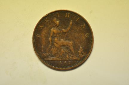 World Coins - Great Britain; Farthing 1881