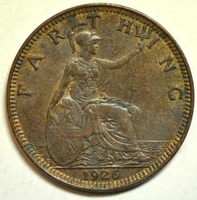 World Coins - Great Britain; Farthing 1926  UNC